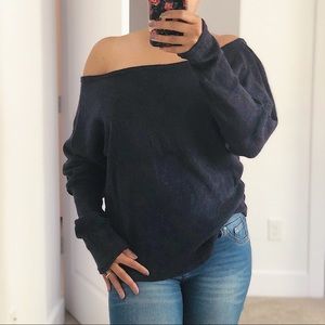 Asymmetric Shoulder Batwing Sleeve Sweater